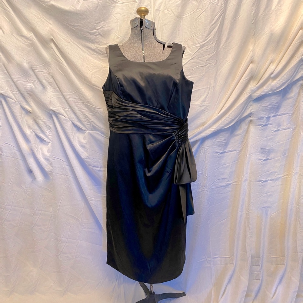 Long Tall Sally black satin midi dress, size 14.